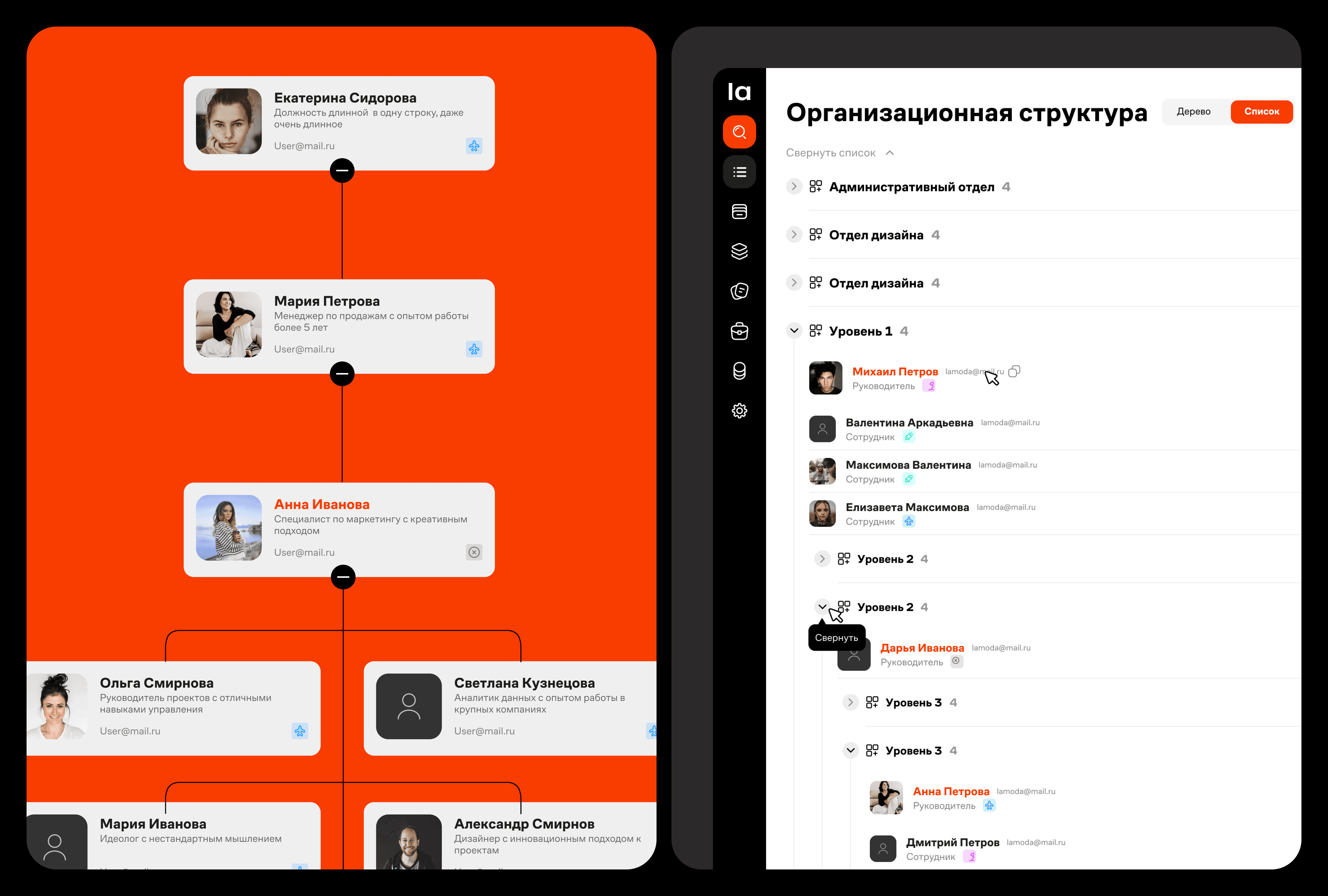 Организационная структура компании стала полностью прозрачной и интерактивной